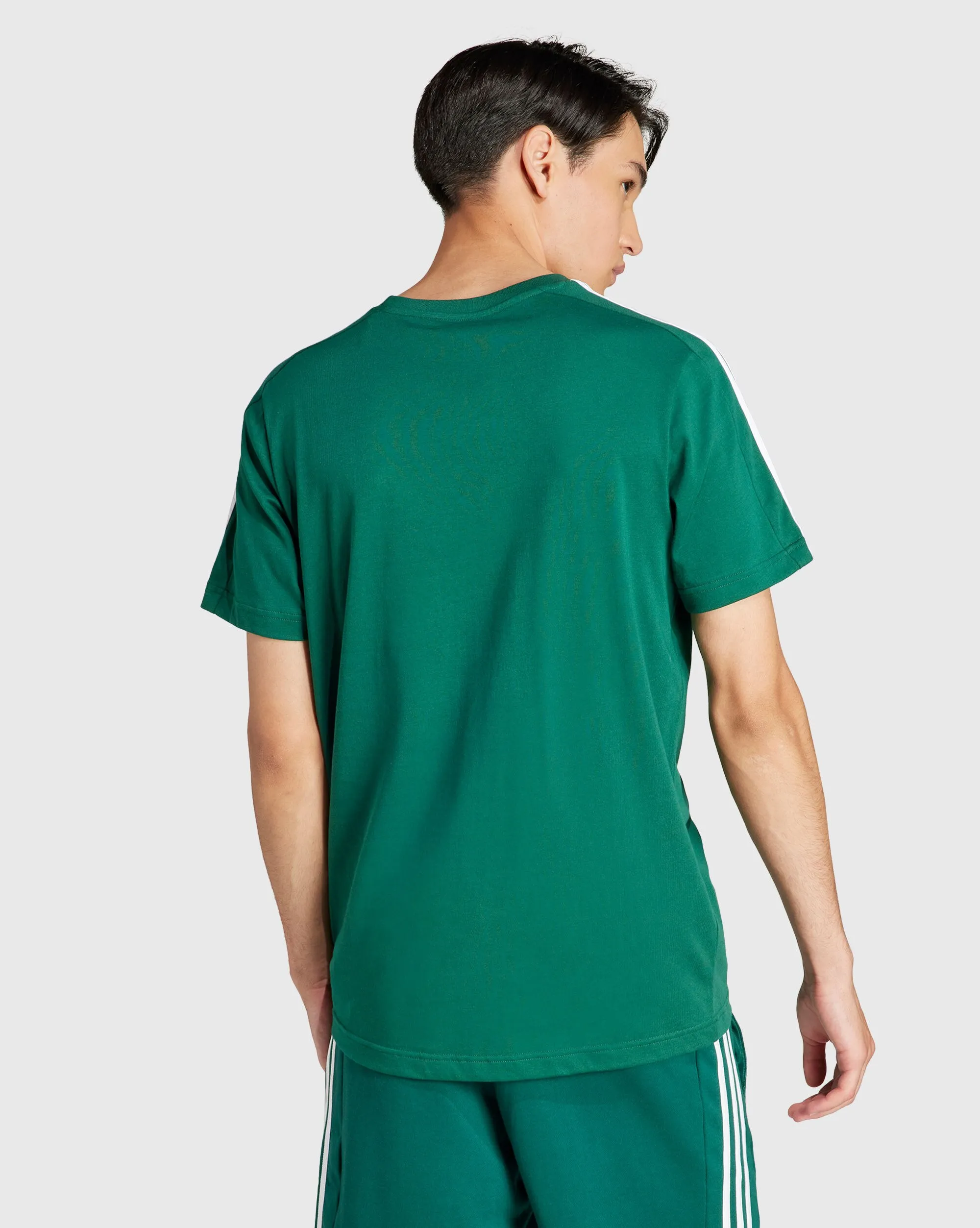 Adidas T-Shirt Essentials Single Jersey 3-Stripes Verde Uomo