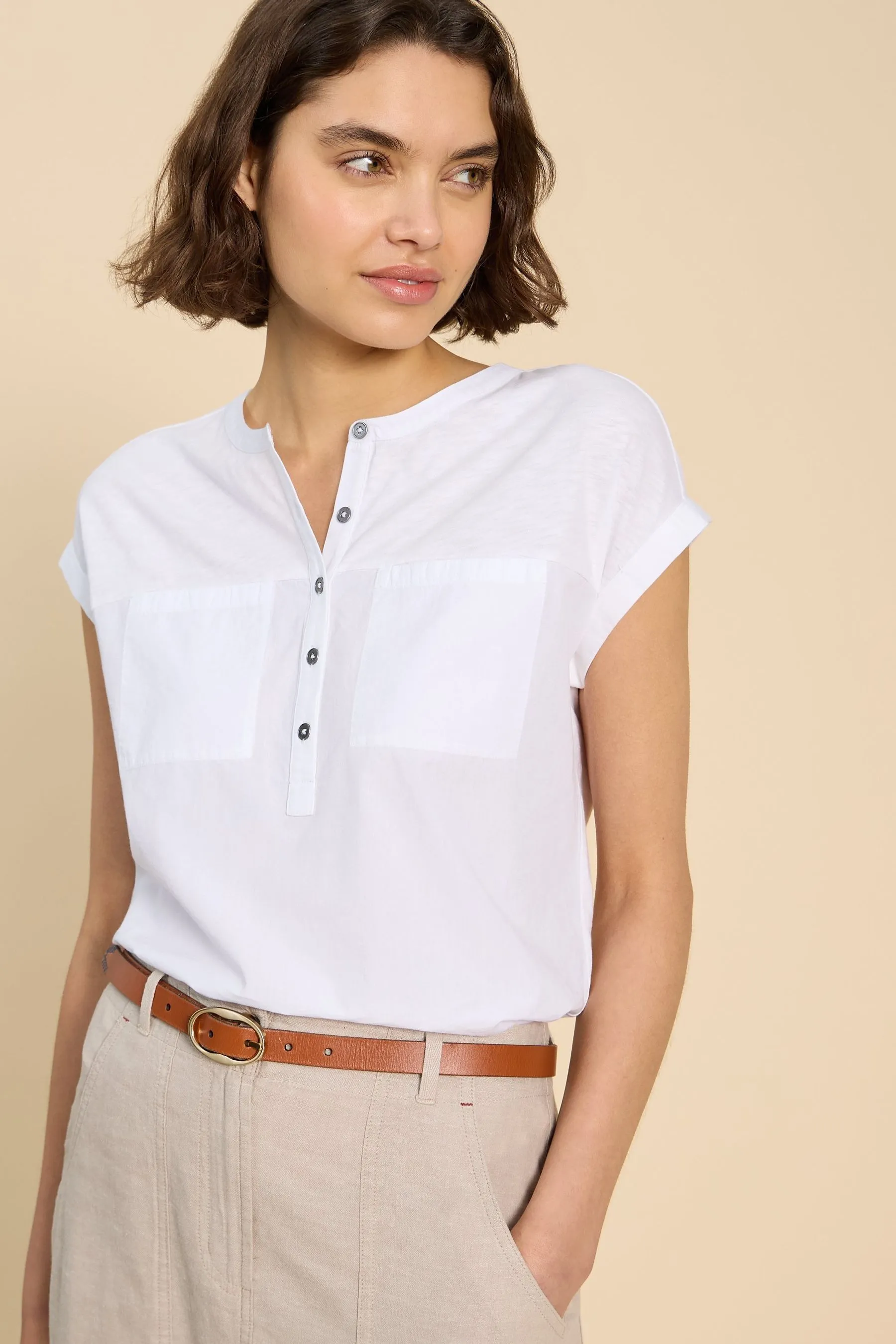 Bianco - Stuff - Beth - Camicia in jersey misto