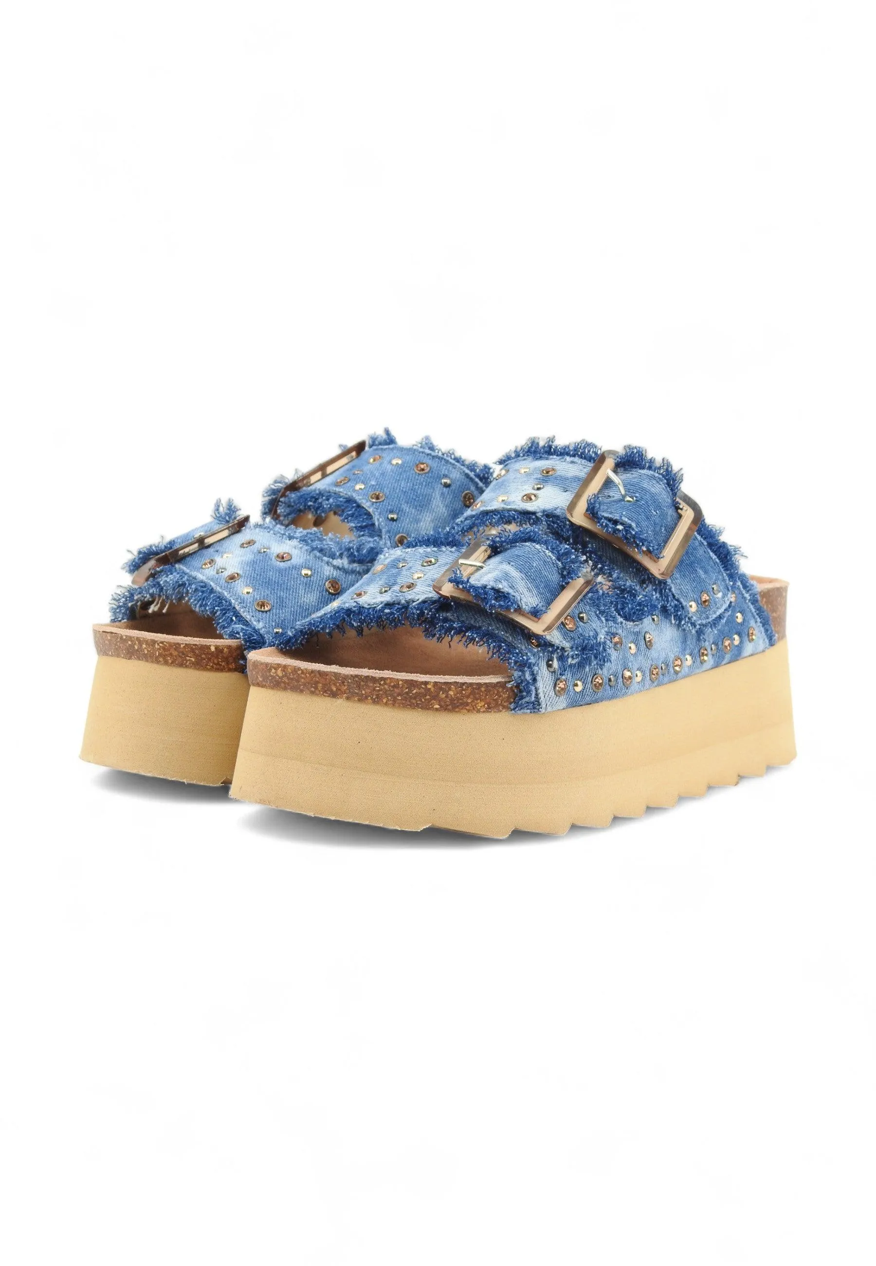 COLORS OF CALIFORNIA Ciabatta Platform Donna Jeans Denim HC.BES41