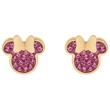 DISNEY Orecchini Disney Minnie in acciaio rosa