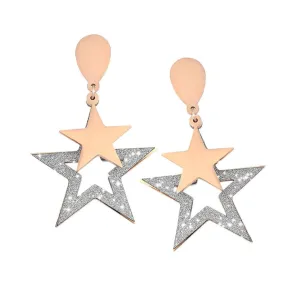 Orecchini Glitter Stars - Rose Gold