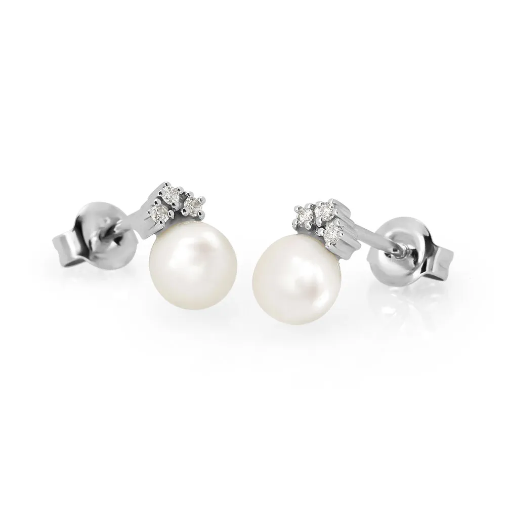 Orecchini Lobo Gabrielle Precious Oro Bianco 375/1000 Perla D'Acqua Dolce Bianco Diamante Bianco 0,063 ct 1428728