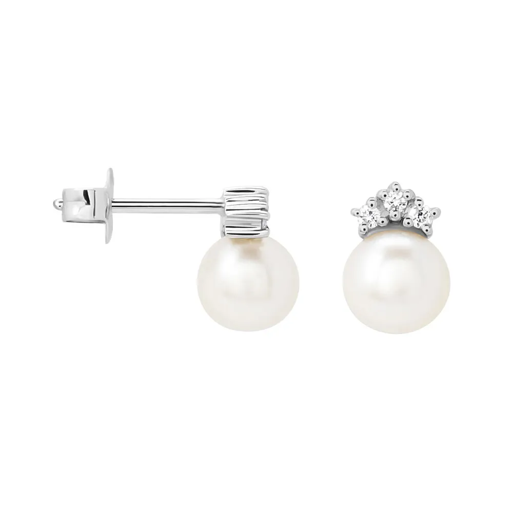 Orecchini Lobo Gabrielle Precious Oro Bianco 375/1000 Perla D'Acqua Dolce Bianco Diamante Bianco 0,063 ct 1428728