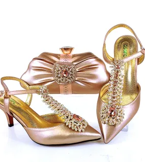 Qsgfc Lastest Noble Ed Elegangt Alla Moda Stile Speciale Scarpe Da Donna E Borsa Set In Colore Champagne Per Feste E Matrimonio