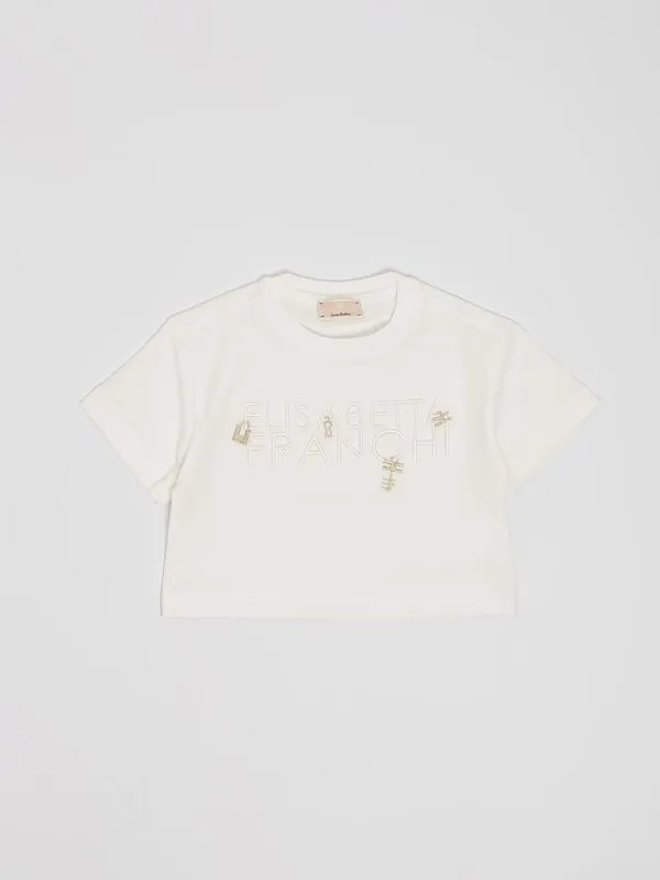 T-shirt bambina Elisabetta Franchi in jersey Panna