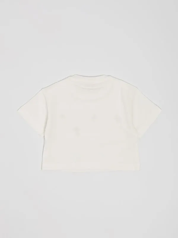 T-shirt bambina Elisabetta Franchi in jersey Panna