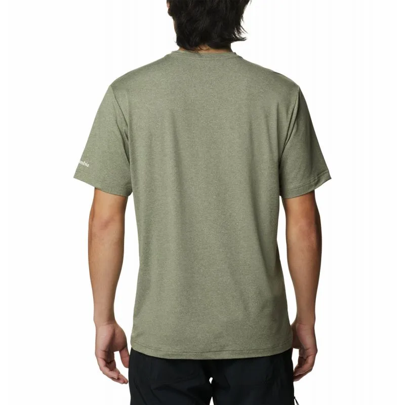 T-shirt Columbia Maglietta Tech TrailFront Graphic SS da uomo (Stone Green Hth)